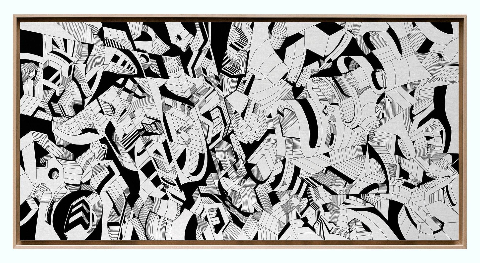 dyptique fractale peinture noir et blanc